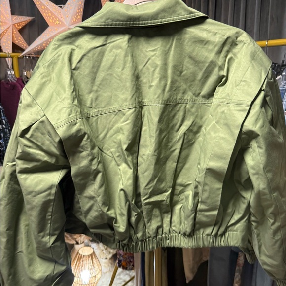 NWOT Free People Looking Glass Cropped Trench Coat in Loden Green/Army - Picture 9 of 11